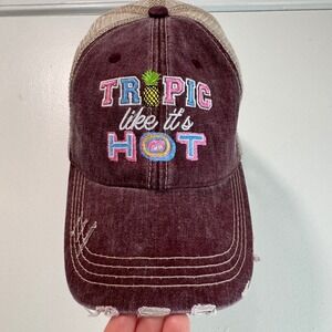 Katydid Tropic Like It's Hot Trucker Hat Distressed‎ Summer Baseball Cap
